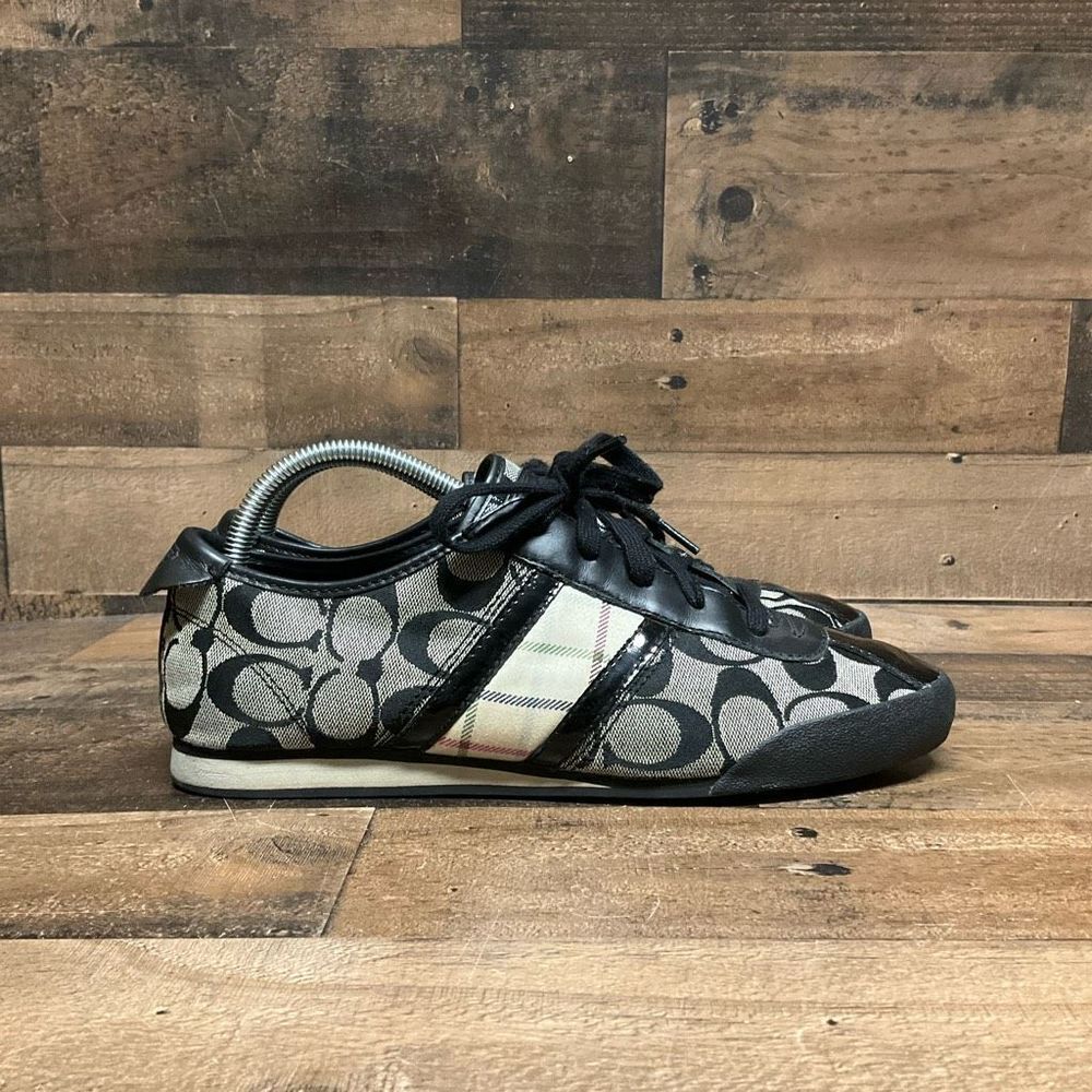 Coach Women’s Size 10 Paxton Fashion Sneakers Black Jacquard Logo Canvas Shoes